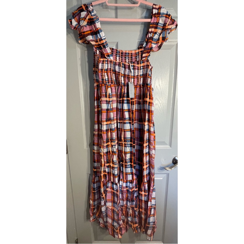 Anthropologie Plaid Ruffled Maxi Dress NWT Size Medium Petite - Picture 7 of 14